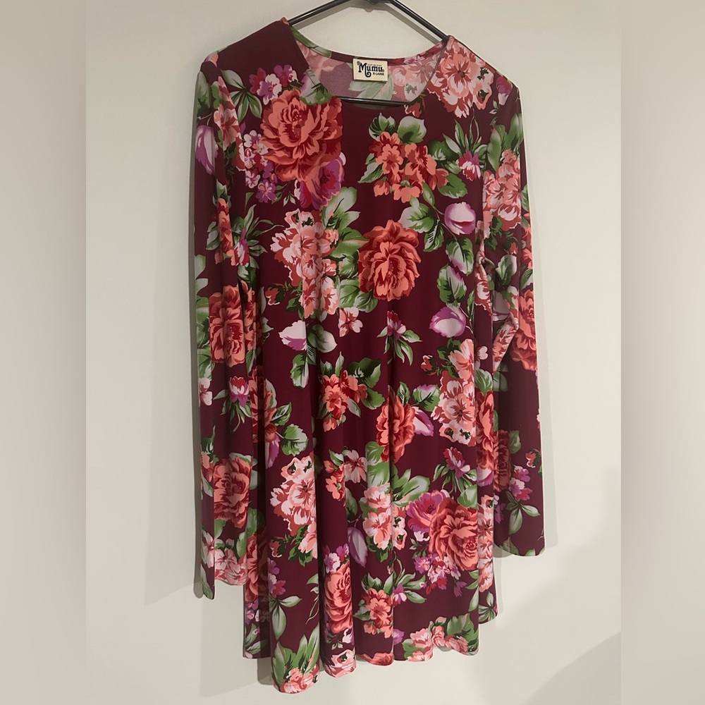 Show Me Your MuMu Floral Long Sleeve Mini Shift Dress NEVER WORN